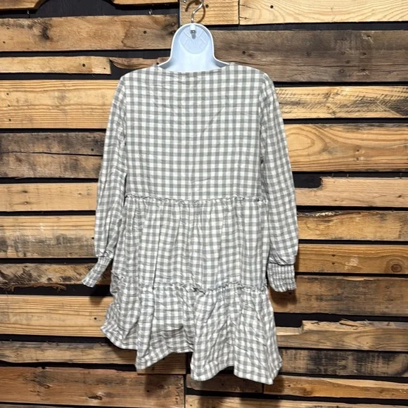 Hayden Los Angeles Smocked Cuff V Neck‎ Tiered Plaid Dress Size Medium NWT - Picture 6 of 11